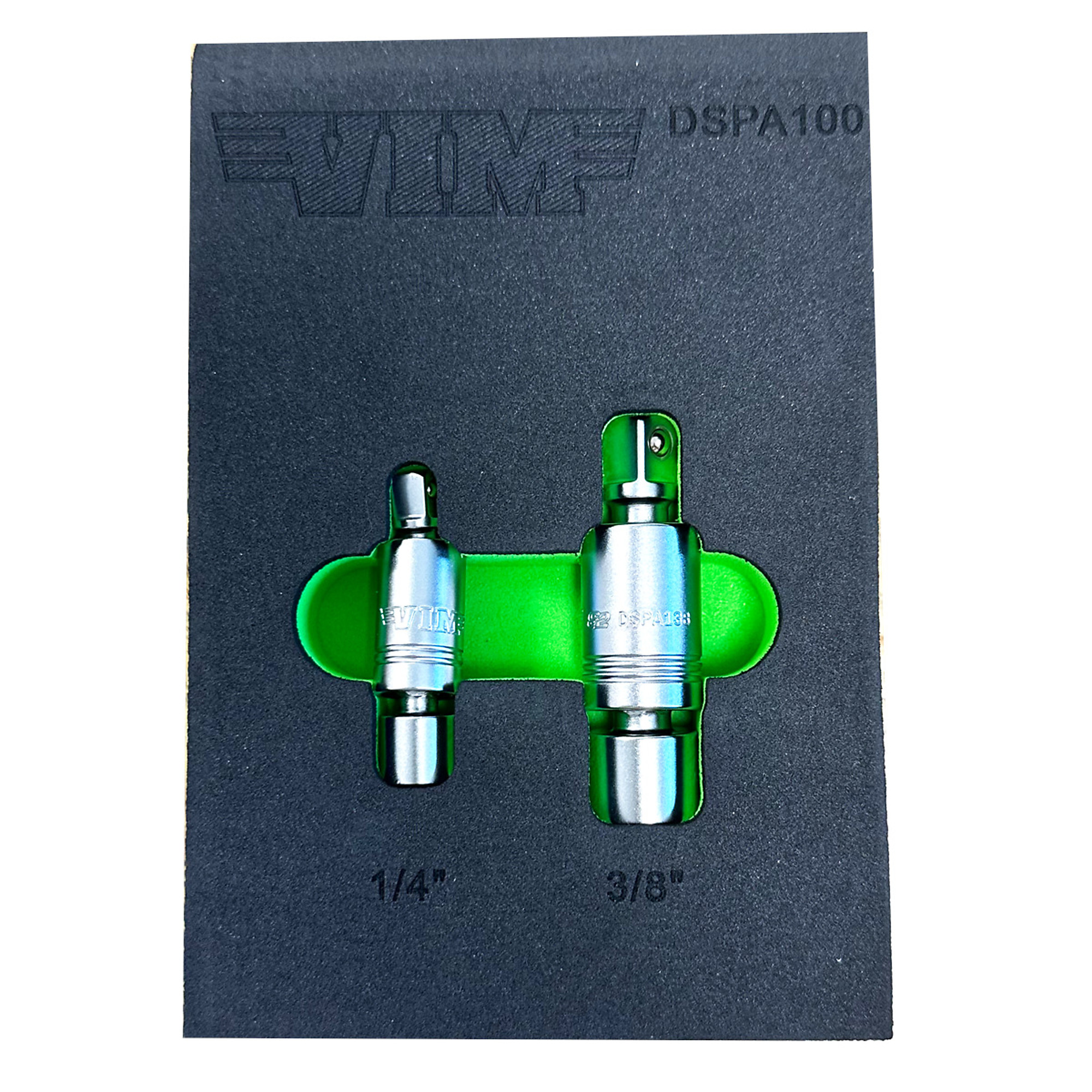 VIM Tools Dual Swivel Pinless Adapter Set — 2-Piece, 1/4in. & 3/8in., Model# VIMDSPA100